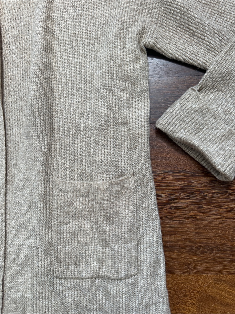 Dynamite Beige Ribbed Open-Front Long Cardigan - Picture 4 of 6